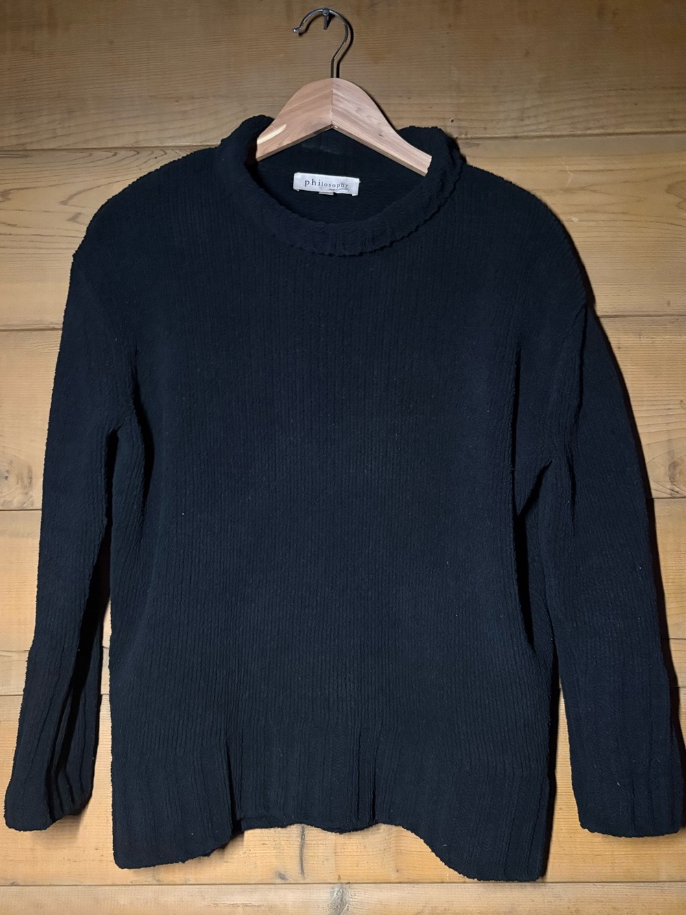Philosophy Black Sweater- Size Small- Chunky Fall Sweater Turtleneck